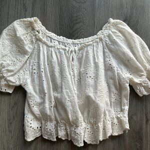 White Cotton Eyelet Top